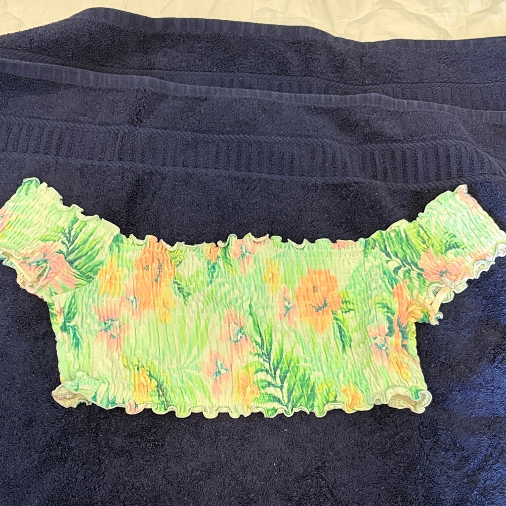 Victoria's Secret Floral Bikini Top - Green and Pink